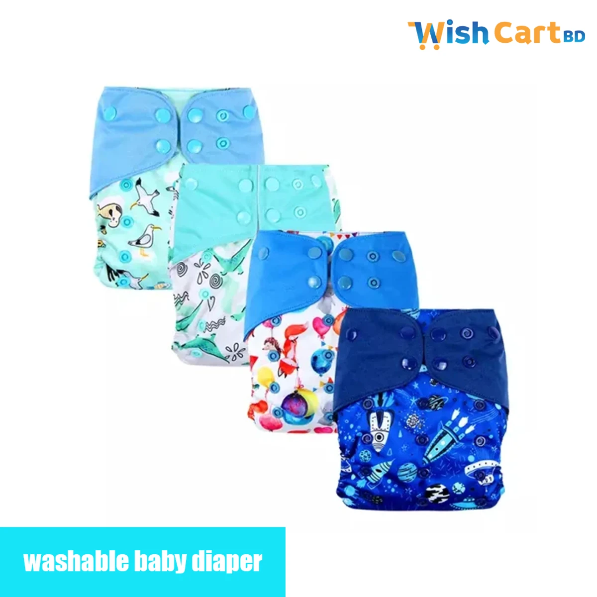 Washable Baby Diapers - 4 pcs