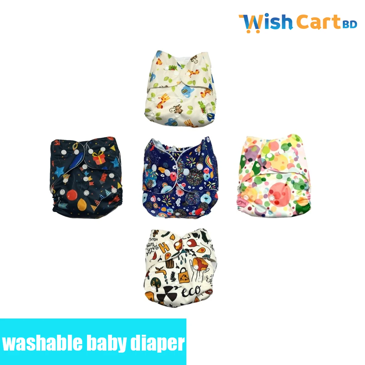 Washable Baby Diapers - 5 pcs