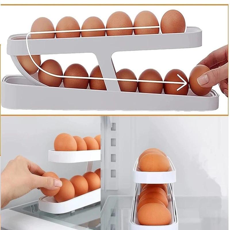 Automatic Roll-Down Double-Layer Egg Dispenser - 2 Pcs